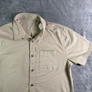 J. Crew Mens Button Down Short Sleeve Shirt Beige Casual Large